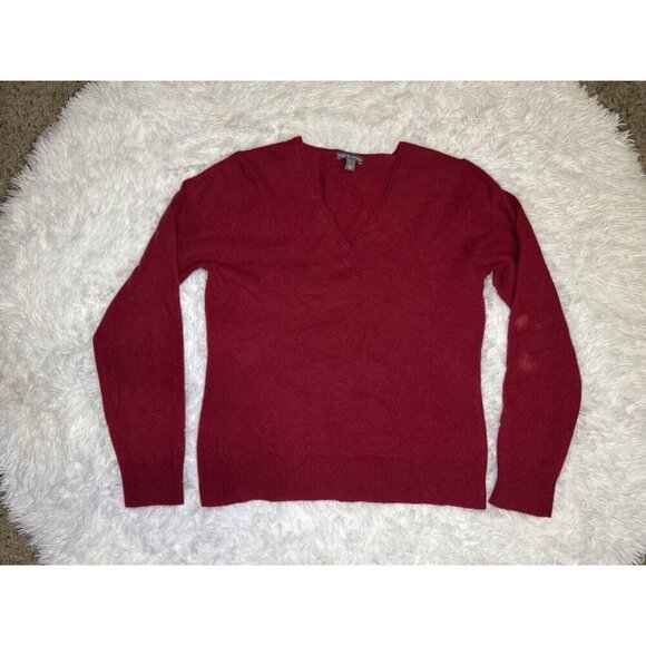 Apt.9 Womens Red V-Neck Pullover Cashmere Sweater LARGE Red READ - Picture 1 of 6